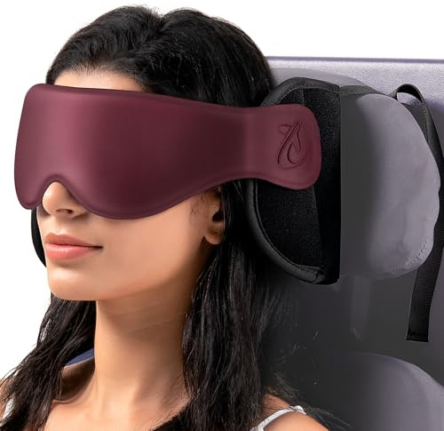 Bonairest Reisekissen, Flugzeug Nackenkissen mit Schlafmaske zum Schlafen | Abgerundete Kopfstütze, 360° Kopfpolster für Langstreckenflüge, Anti-Nick-Kopfschutz, für Auto- und Roadtrips, Rot