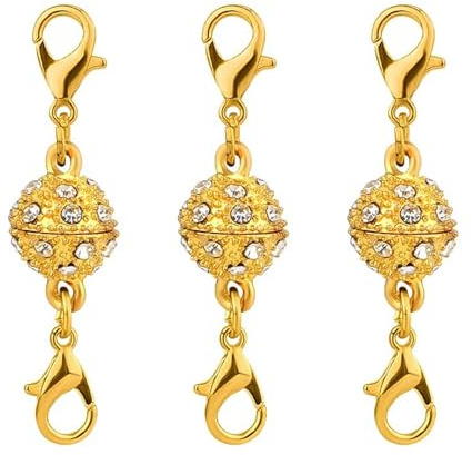 Allazone Magnet Schmuckverschluss, Magnetische Karabinerverschlüss für DIY, Armband, Halskette Schmuck Making, 3 Stück Gold
