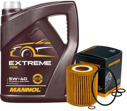 EISENFELS Inspektionspaket enthält 5 Liter Motoröl Extreme 5W-40 Ölfilter kompatibel mit 5er E60 520i 1er Coupe E82 120i E81 116i 118i E87 E61 X3 E83 xDrive20i 2.0i 3er E92 320i 318i 316i E46 318 Ci