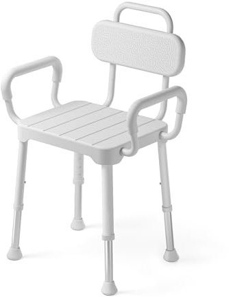 Loyoda Aluminium Shower Chair with Backrest & Arms - Removable, Breathable, Non-Slip, 160kg Capacity