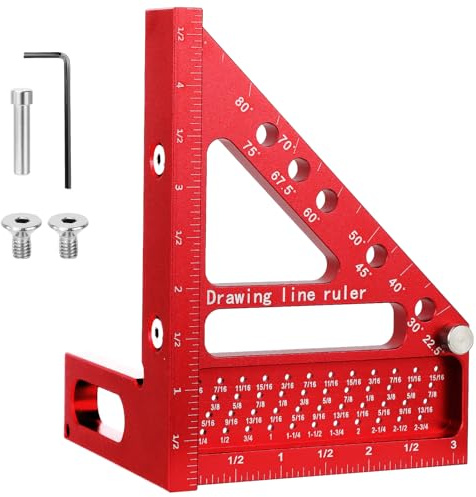 3D Speed Square, 22.5-90° Multi Angle Combination Squares with Angles Position Aid, Aluminum Alloy Triangle Ruler Measuring Tool, Woodworking Protractor for Engineer Carpenter