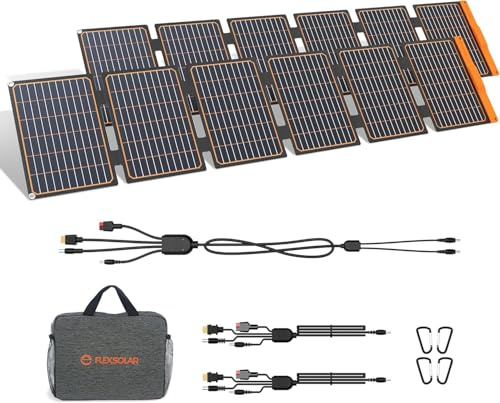 2 PCS Solarpanel 60W, Flexsolar Tragbares faltbares Solarladegerät | IP67 wasserdichtes Notstromcamping, geeignet für kleine Generatoren, Telefone, Mobile Energiebanken