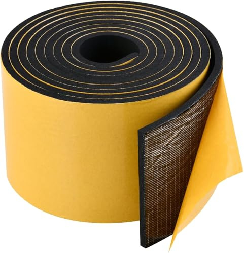 Zayejod 100mm x 6mm Foam Tape Self Adhesive Neoprene Weather Strip,5M | Density EVA Foam Rubber Tape,Rubber Gasket Seal,Anti-Vibration,Anti-Collision, Shockproof Insulation for Window Door Car