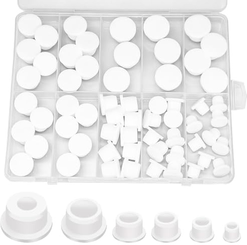 60Pcs Salt and Pepper Stoppers Plugs, 6 Sizes of Silicone Replacement Plugs, Reusable and Flexible Bottle Stoppers for a Secure Seal on Various Containers (8/9.5/11.5/12.5/13.5/15 mm)