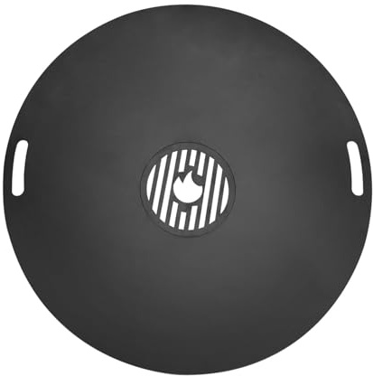 Hebitod Plaque de cuisson de 80 cm en acier au carbone, 5 mm d'épaisseur, avec insert de barbecue amovible et gant de protection contre la chaleur, pour tonneau, brasero et brasero