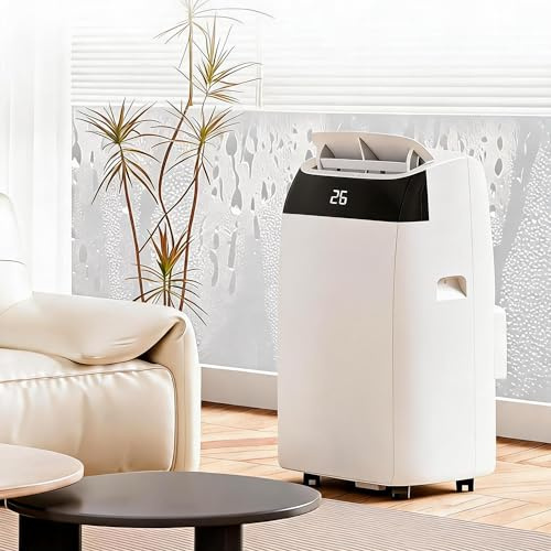 Garvee 10000 BTU Portable Air Conditioner - 4-in-1 Cooling, Dehumidifier & Quiet Fan - Energy Efficient, Digital Display, Remote, 24H Timer, Easy-Roll Wheels, for Rooms up to 500 Sq Ft - White