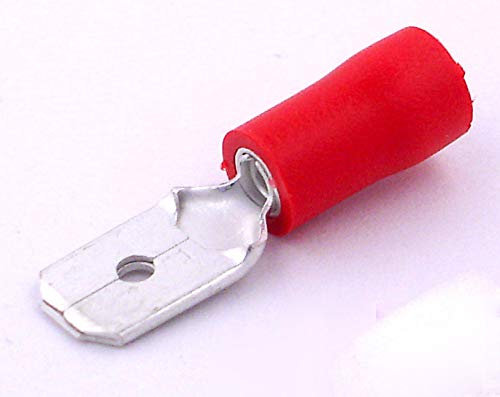 Kabelschuhe x 100 - Flachstecker Rot - Steckmaß 6,3 mm, Quetschverbinder, Isolierte - Für Kfz, Elektronik und Hobby