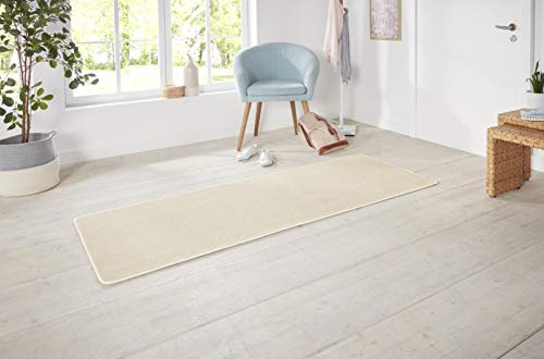 Hanse Home Nasty Läufer – Flauschiger Kurzflor Teppich Einfarbig Unifarben für Esszimmer, Wohnzimmer, Kinderzimmer, Flur, Schlafzimmer, Küche – Uni Creme, 80x200cm