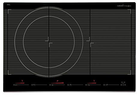 Cata Placa de Inducción Giga 750 BK con 6 Zonas de Cocción 9 Niveles Regulables + Booster Potencia 2100 W Ancho 77cm Color Negro, Vidrio, Acero Inoxidable