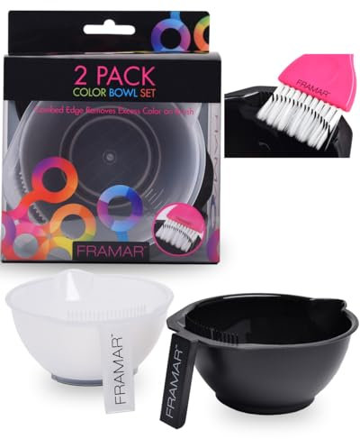 FRAMAR Färbeschale Friseur 2er Pack - Farbschale Friseur, Haarfärbeschale, Schüssel Set, Bowle Set Für Haarfarbe, Blondierung Set, Friseur Zubehör Set, Haare Färben Zubehör - Farbschalen Friseur
