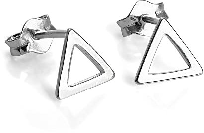 Sterling-Silber Offenes Dreieck Ohrstecker | Triangle Stud Earrings