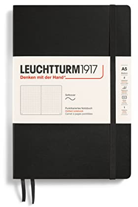 LEUCHTTURM1917 324804 Notizbuch Medium (A5), Softcover, 121 Seiten, dotted, schwarz