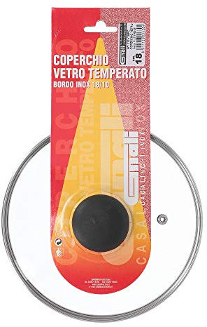 Coperchio in vetro temperato con pomolo per pentole casseruole con diam 18 Cm