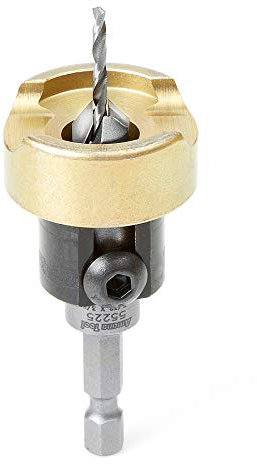 Amana Tool 55225 Carbide Tipped Countersink with No Burning and No Marring Adjustable Depth Stop with No-Thrust BB, 3/8 D x 3/32 Drill D x 1/4 Inch Quick Release Hex SHK