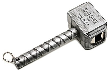 Bayram® Thor Hammer Flaschenöffner | Bieröffner Groß Ideal als Geschenk - Bar Bieröffner Wein mjölnir Kapselheber (Silber)