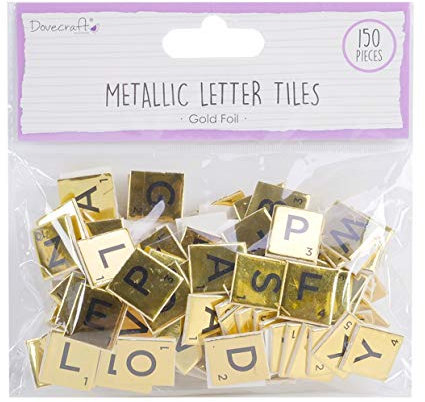 Dovecraft DCBS223 Essentials Alphabet Letters-Gold-Metallic-Scrabble Letters-150 Pieces-Uppercase Tiles for Card Making, DIY, Party, Papercraft, Home Décor & Scrapbooking, One Size