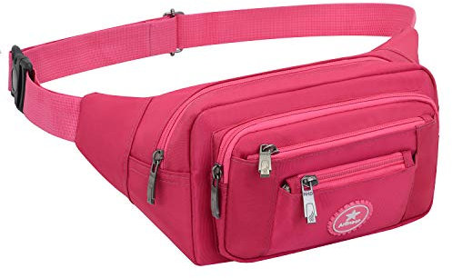wasserdichte Bauchtasche Damen Herren für Reise und Sport Plus Size, Hüfttasche für Damen und Herren Sport, Bauchtasche Wasserdicht Hüfttaschen für Running Plus Size (Rose Rot)