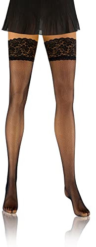 Sesto Senso Medias Rejilla Autoadhesivas Encaje Lencería Sexy Mujer 1/2 XS/S Negro
