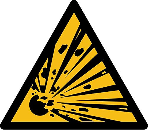 Aufkleber Warnzeichen „Warnung vor explosionsgefährlichen Stoffen“ Folie nach ISO 7010 Gelb/Schwarz W002 | SL 5-30 cm Made in Germany, Größe: Ø5 cm
