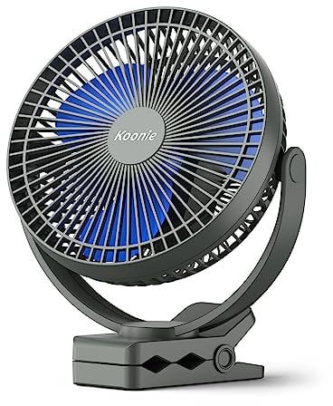 Koonie 10000mAh Clip on Fan, 8 Inch Portable Fans, Rechargeable USB Fan, 360° Rotate & 4 Speeds, Strong Airflow, Sturdy Clamp for Office Desk Golf Car Outdoor Travel Camping Tent Gym Treadmill