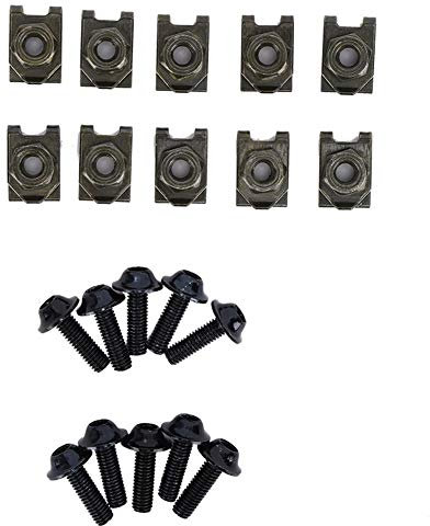Hlyjoon Vis de Corps de carénage de Moto Boulon, 10x M5 boulons de Travail de Corps de carénage Pinces de Fixation de Vitesse de flèche vis écrous à Ressort(Noir) ecrou de Fixation Moto vfr+Clip ecro
