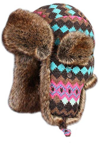 Insun Wintermütze Fliegermütze Gestrickt Pilotenmütze Uschanka Russenmütze Ohrenschützer für Erwachsene und Kinder Mehrfarbig 4 L