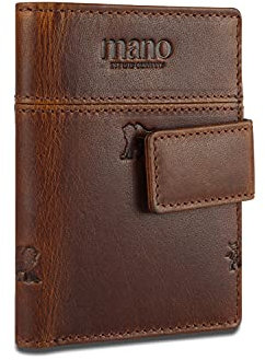 mano Don Leon Kartenetui Geldbörse – Herren Leder Kreditkartenbörse - Credit Card Holder Wallet, Braun