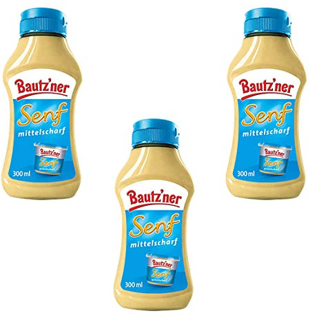 Bautzner Senf mittelscharf 3er Set (3x300ml) 900ml in Squeeze Flasche