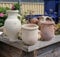 B-Ware !!! 3er Set Kleine rustikale Amphoren mit Henkel ca. 20 + 15 + 13 cm hoch aus Terracotta mit kleinen Fehlern