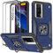 KANSi Funda para Xiaomi Poco F5 Pro 5G, Cristal Vidrio Templado [2 Piezas] Capa Anillo iman Soporte Hard PC y Silicona TPU Antigolpes Armor Carcasa - Azul