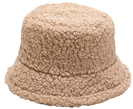 Ygnrggh Winter Warm Weich Winterhut Pelzig Winter Bucket Hat Flauschige Fischermütze für Damen Warme Anglerhut für Damen Winter Weiche Kunstpelz Hut