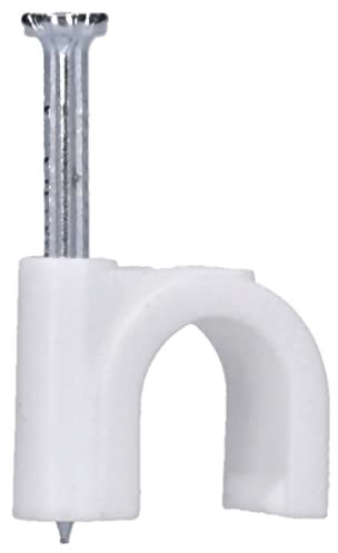 50 Stück Voxura Nagelschelle Kabelschelle Rundschelle 10 mm mit Nagel Ø 2,0x30 mm weiß