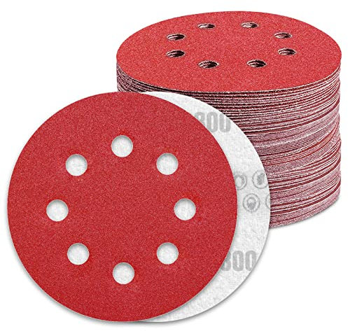 Disques Abrasifs 125mm Grain 800 Papier Poncer 100 Pièces 8 Trous Disque Poncage pour Ponceuse Excentrique