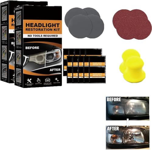 Restowipes Headlight Restoration Kit, Headlight Lens Cleaning Wipes, Resto Wipes Headlight Restoration Kit, Headlight Cleaner For Plastic Headlights, Polish Headlights Lens Restore Cleaner (2 Set)