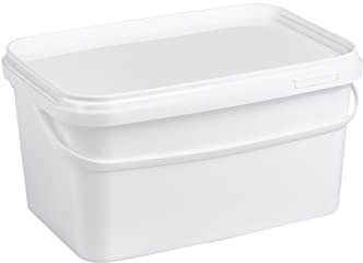 Nipter Eimer mit Deckel 5l, Eimer 5,8l rechteckig, Plastikeimer weiß, stapelbar, 3 Stück