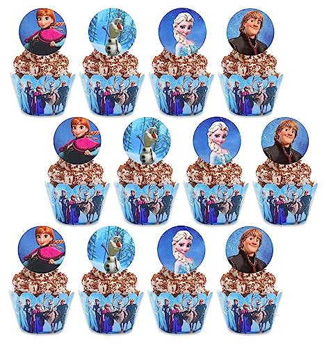 HUARYEN Prinzessin Cupcake Topper Tortendeko 24 Stück Prinzessin Cupcake Topper Cupcake Verpackung Topper Tortenaufleger Muffin Deko für Mädchen Deko Cupcake Wrappers Papier