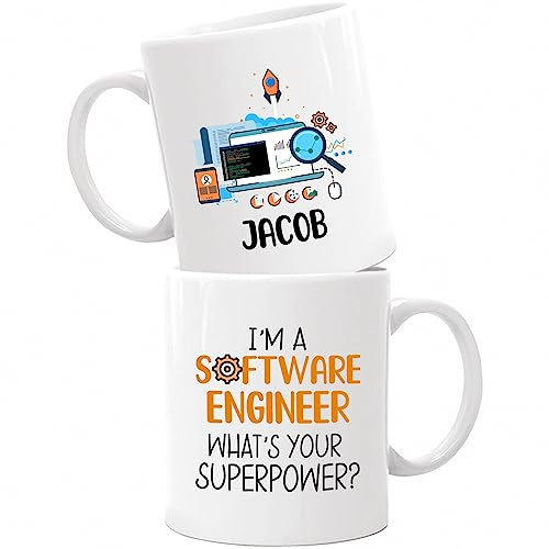 Custom I'm A Software Engineer Coffee Mug For Friends Coworker, Tech IT Coder Mug, Personalized Programmer Mugs With Name, Software Developer Gift, Best Software Engineer White Cup 11oz, 15oz