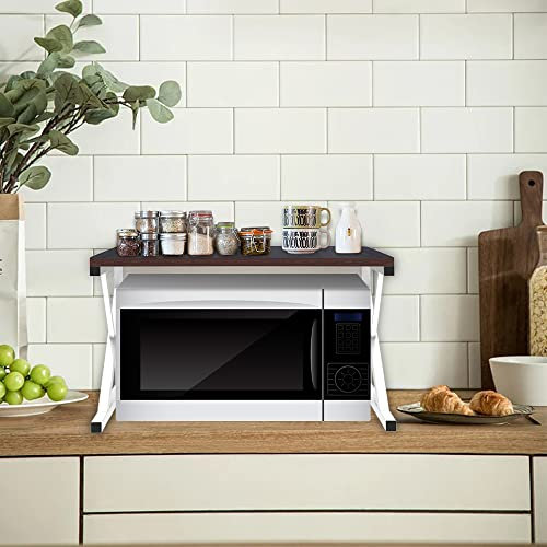 HUOLE Estantería para microondas, Estante de Cocina Extensible de 3 Niveles con Ganchos, encimeras de Cocina para tostadora,hervidor de Agua,Botella de especias-54 * 35 * 34,5 cm-Negro