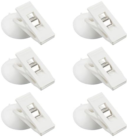 NQEUEPN 6 Pièces Pince à Ventouse, Clips pour Rideau de Douche Protection Contre Les Éclaboussures Pince à Ventouse Support au Mur pour Douche Réfrigérateur Camping-Car Suspendu Maison Bureau