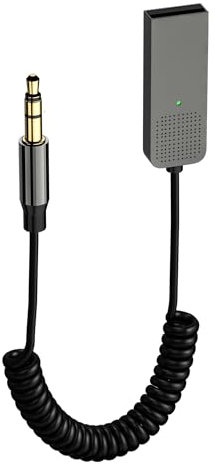 Gbformat Ricevitore Bluetooth Aux Adattatore Bluetooth 5.2 da USB a TRS da 3,5 mm Aggiunge Bluetooth All'auto Microfono per Auto Navigazione Vocale