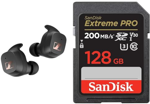 Sennheiser Sport True Wireless Ohrhörer – Bluetooth-In-Ear-Ohrhörer für einen sportlichen Lebensstil & SanDisk Extreme PRO SDXC UHS-I Speicherkarte 128 GB (V30