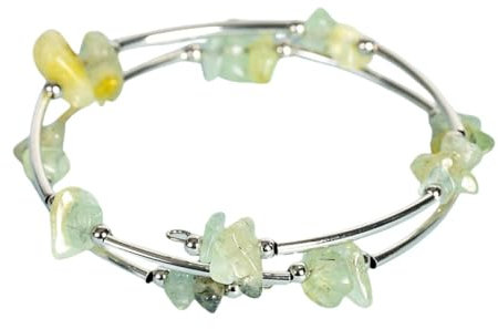 RWGSNB Natürliche Prehnit-Stein-Armbänder, Boho-Chip-Perlen-Armband, Mehrschichtige Energie-Edelstein-Armreifen, Offener Verstellbarer Manschetten-Armreif, Schmuck Für Damen Und Herren