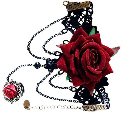 COLLBATH braccialetto retrò di Halloween rosa rossa bracciali di cinturino con fibbia gotica stile punk braccialetti braccialetto elegante braccialetto universale barocco Accessori