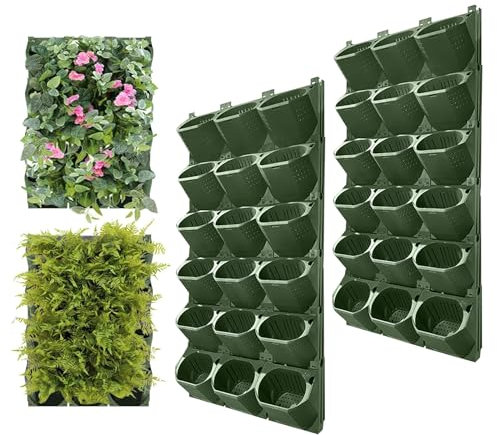 KMDZDZGS Hängender vertikaler Wand-Blumentopf, stapelbarer Wandpflanzer, Vertikale Gartenpflanzenwand im Freien, 36 Taschen Hängende Pflanztaschen für Hof Garten Balkon Home Decoration (36 Stück)