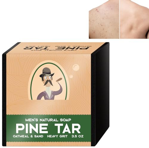 Natural Soap for Men,Body Soap Bar for Men,Men's Soap Bars,Handmade Brightening Pine Tar Soap,Soap for Remove Refreshing Oil Control,Handmade Soap with Dense Foam,Men's Pine Tar Soap