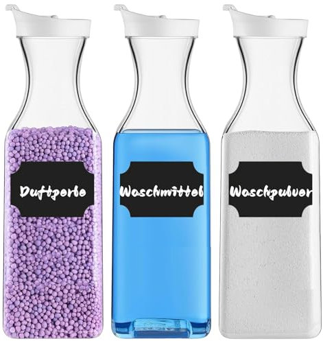 HAISIGE Dispenser Detersivo Lavatrice, 1.5L, 3 Pezzi, Contenitore Detersivo Polvere, Dosatore Detersivo Lavatrice, Applicabile Su Ammorbidenti, Conservazione Per Detersivo, Detersivo In Polvere