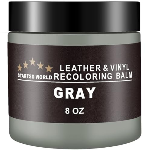 STARTSO WORLD Leder Repair Kit Grau, Lederfarbe, Leder Farbrestaurator für Sofas, Leder Couch Farbe,Reparatur, Wiederherstellung und Erneuerung alt, Verblasstes Leder 200ml