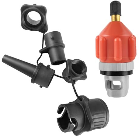 Connextion Sup Pumpe Adapter Luftpumpe Adapter mit 4 Stück Gasdüse Sup Ventiladapter für alle Arten vonPaddle-Boards,Kajaks, Kanus, Schlauchbooten, Schwimmringen usw (Orange)