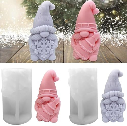 Weihnachten Kerzenform Silikon 3D Weihnachtsmann Silikonformen Gießformen, DIY Wichtel Kerzen Formen Silikon Kerzengießformen Set, Kerzenformen Zum Gießen Für Kerzen, Seife, Handwerk