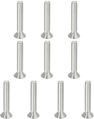 PATIKIL Tornillos de Cabeza Plana con Casquillo de 1/4-20 x 1-1/2, Paquete de 10 Tornillos Avellanados Planos con Cabeza Hexagonal de Acero Inoxidable 304 18-8 de Rosca Completa Grado 6.8